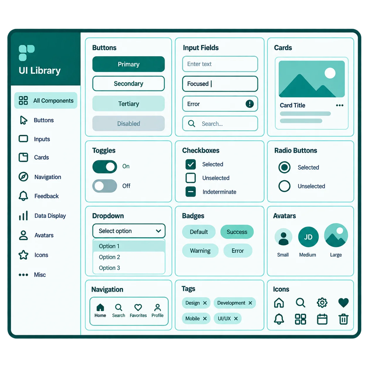 Design tokens and component library