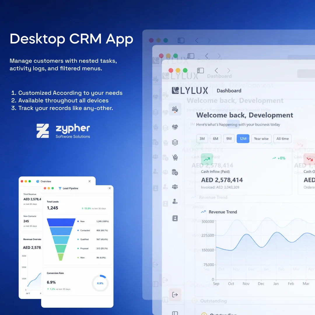 Lylux Custom CRM product interface