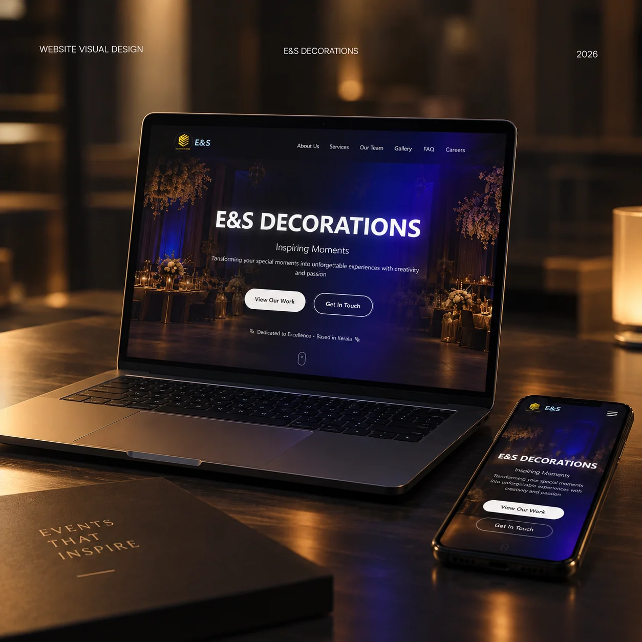 E&S Decorations event management website interface